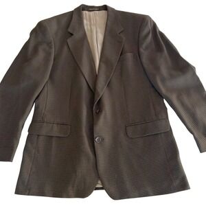 Vtg Brandini Mens Wool Houndstooth Blazer 42R Brown Black Classic Dark Academia